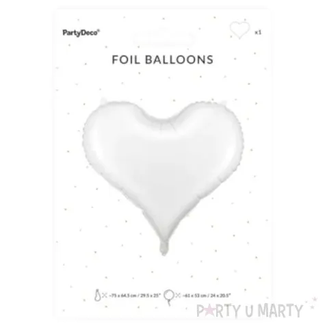 balon foliowy serce satynowe bialy partydeco 29 hrt