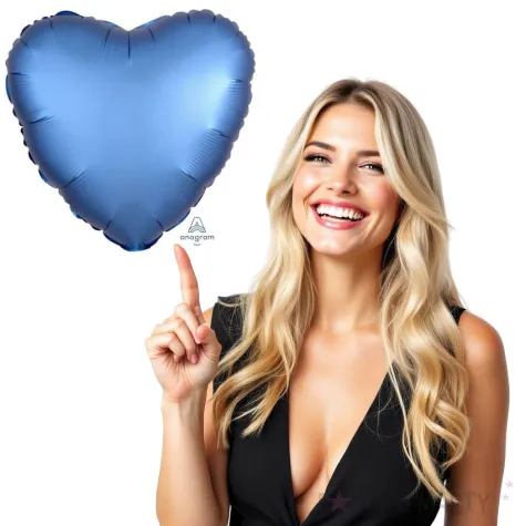 balon foliowy serce satynowe niebieski amscan 17 hrt