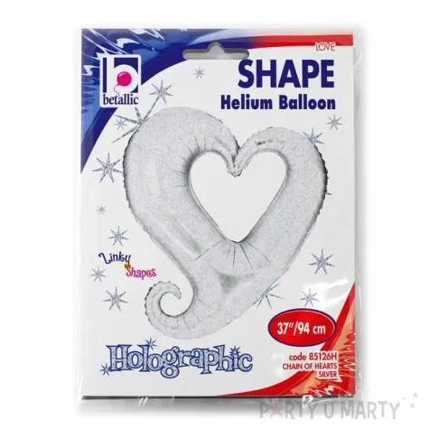 balon foliowy serce splatane srebrny betaliic 37 shp