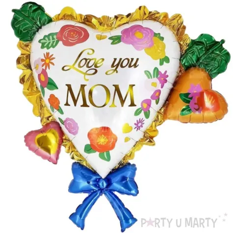 balon foliowy serce z bogatym zdobieniem love you mom jix 32 shp