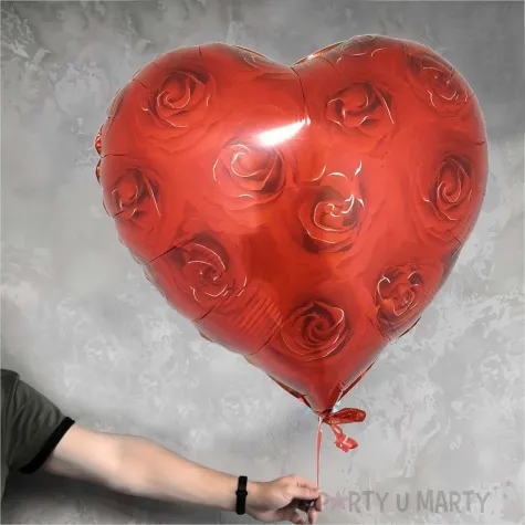 balon foliowy serce z rozami czerwony jix 18 hrt