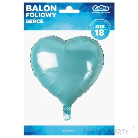 balon foliowy serduszko niebieski jasny metalik godan 18 hrt