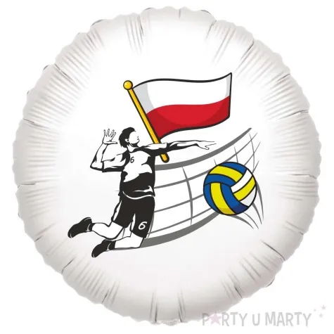 balon foliowy siatkowka na tle flagi polski bialy 18 rnd