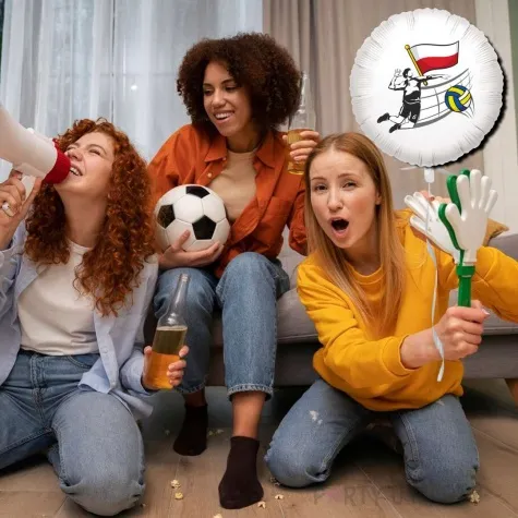 balon foliowy siatkowka na tle flagi polski bialy 18 rnd