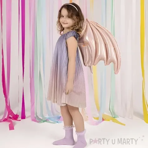 balon foliowy skrzydla nietoperza rozowy holograficzny partydeco 33 shp