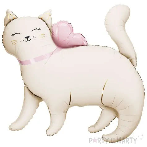 balon foliowy slodki kotek z sercem kremowy partydeco 33 shp