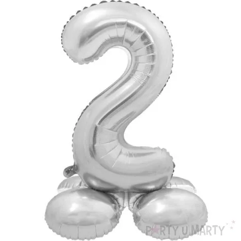 balon foliowy smart cyfra 2 stojaca srebrny godan 28 dgt