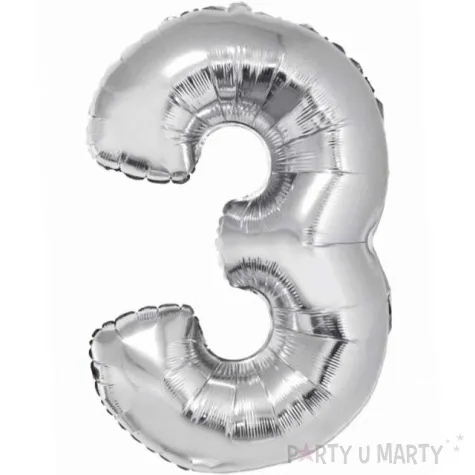 balon foliowy smart cyfra 3 srebrny godan 30 dgt