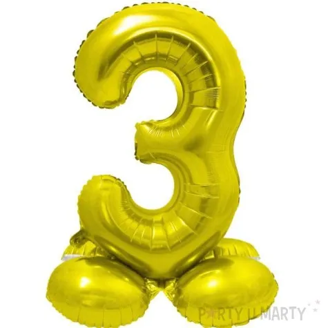 balon foliowy smart cyfra 3 stojaca zloty godan 28 dgt
