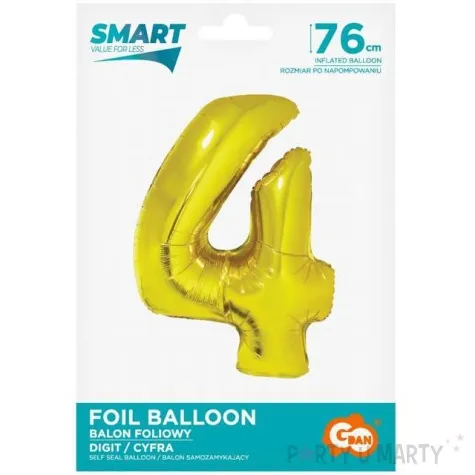 balon foliowy smart cyfra 4 zloty godan 30 dgt