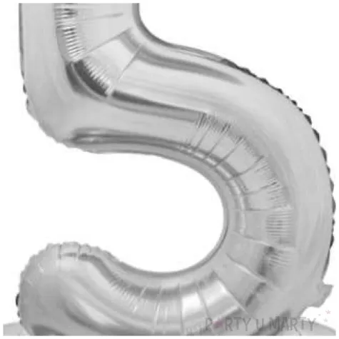 balon foliowy smart cyfra 5 stojaca srebrny godan 28 dgt