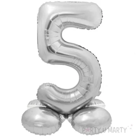 balon foliowy smart cyfra 5 stojaca srebrny godan 28 dgt