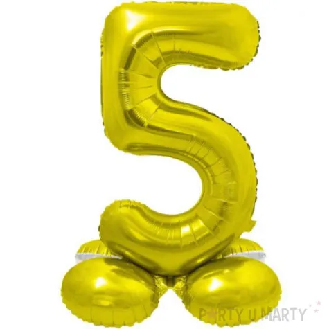 balon foliowy smart cyfra 5 stojaca zloty godan 28 dgt