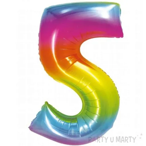 balon foliowy smart cyfra 5 teczowy godan 30 dgt