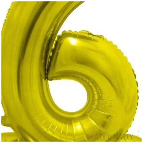 balon foliowy smart cyfra 6 stojaca zloty godan 28 dgt