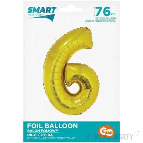 balon foliowy smart cyfra 6 zloty godan 30 dgt