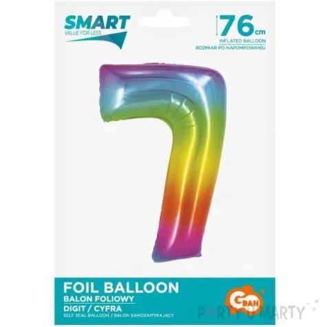 balon foliowy smart cyfra 7 teczowy godan 30 dgt