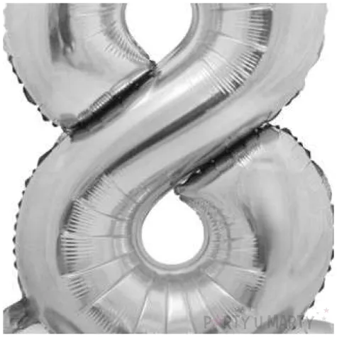 balon foliowy smart cyfra 8 stojaca srebrny godan 28 dgt