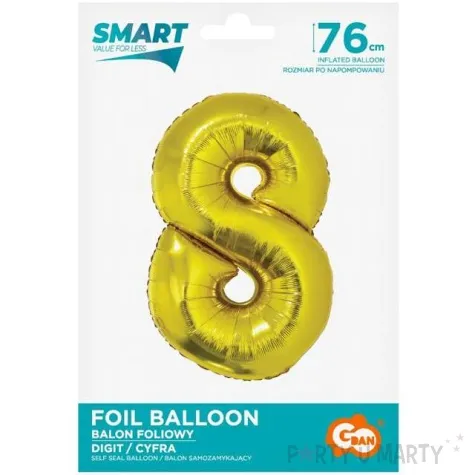 balon foliowy smart cyfra 8 zloty godan 30 dgt
