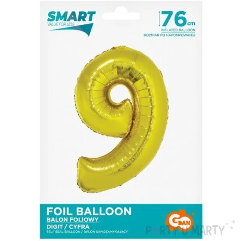 balon foliowy smart cyfra 9 zloty godan 30 dgt