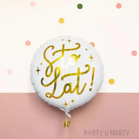 balon foliowy sto lat bialy partydeco 14 rnd