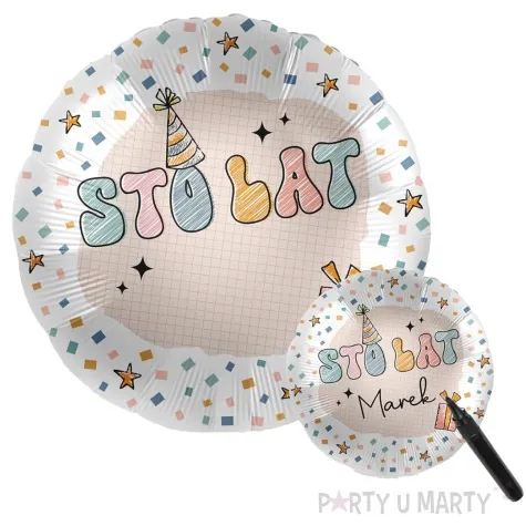 balon foliowy sto lat personalizacja bialy premioloon 17 rnd
