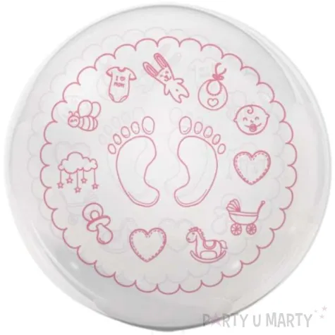 balon foliowy stopki dzieciece symbole rozowo bialy tuban 18 orb
