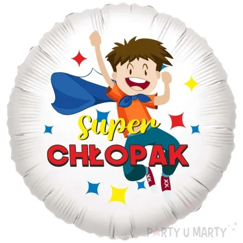 balon foliowy super chlopak w pelerynie bialy 18 rnd