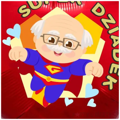 balon foliowy super dziadek czerwony 18 hrt