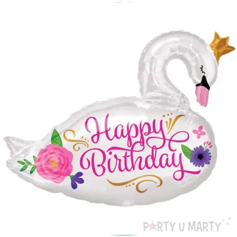 balon foliowy swan happy birthday amscan 29 shp