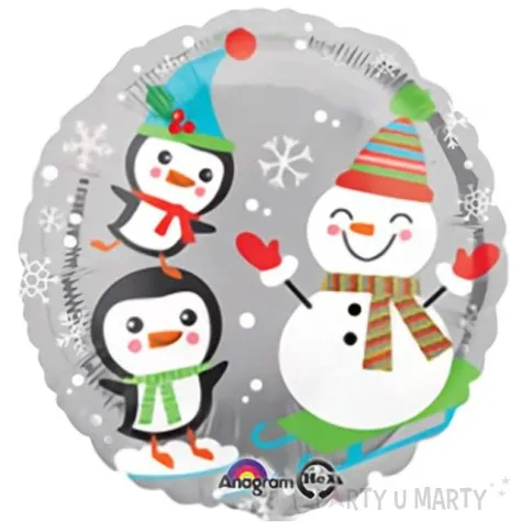 balon foliowy swiety mikolaj pingwiny i balwanki amscan 17 rnd