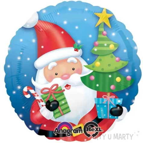 balon foliowy swiety mikolaj z choinka i prezentem amscan 17 rnd