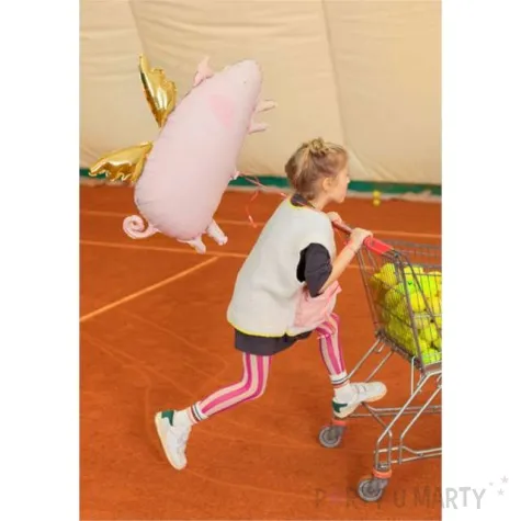 balon foliowy swinka ze skrzydlami rozowy partydeco 28 shp