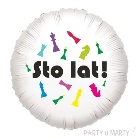 balon foliowy szachy sto lat bialy 18
