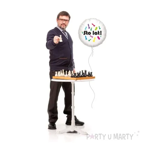 balon foliowy szachy sto lat bialy 18