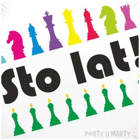 balon foliowy szachy sto lat urodzinowe swieczki bialy 18