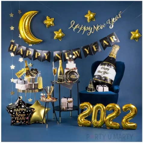 balon foliowy szampan happy new year czarny partypal 39 shp