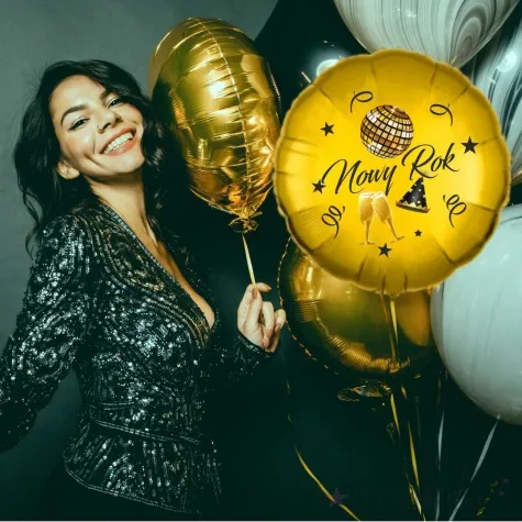 balon foliowy szampanski nowy rok zloty 18 rnd