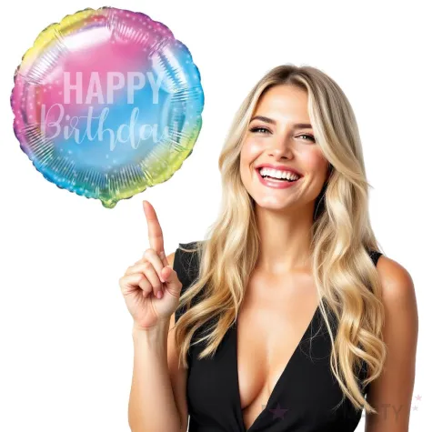 balon foliowy teczowe happy birthday flexmetal 18 rnd