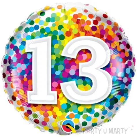 balon foliowy teczowe konfetti 13 qualatex 18 rnd