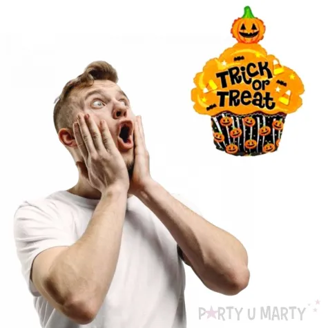 balon foliowy trick or treat babeczka halloweenowa betallic 32 shp