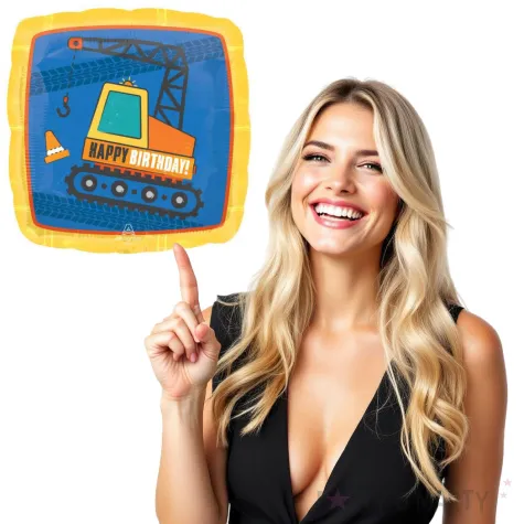 balon foliowy urodzinowa koparka kwadrat amscan 18 sqr