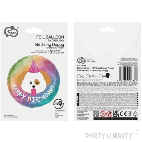 balon foliowy urodzinowy piesek happy birthday godan 18 rnd