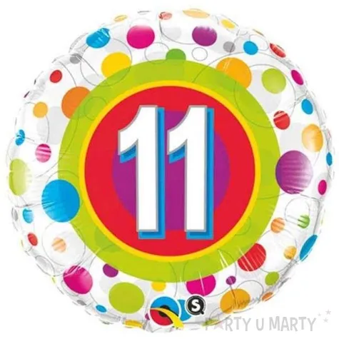 balon foliowy urodziny 11 colorful dots qualatex 18 rnd