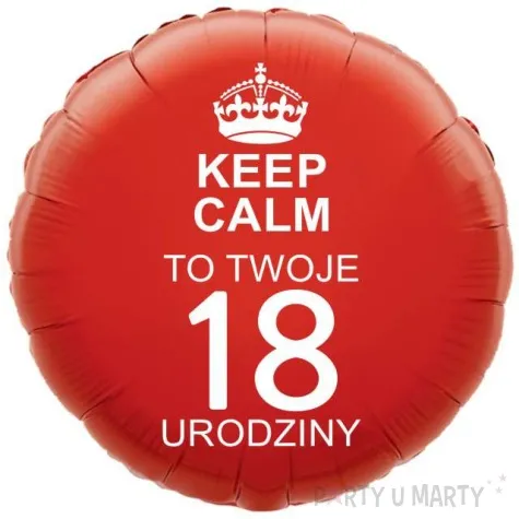 balon foliowy urodziny 18 keep calm czerwony 18 rnd