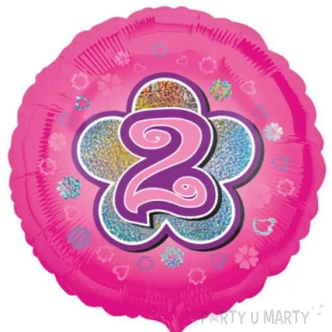 balon foliowy urodziny 2 rozowy amscan 18 rnd