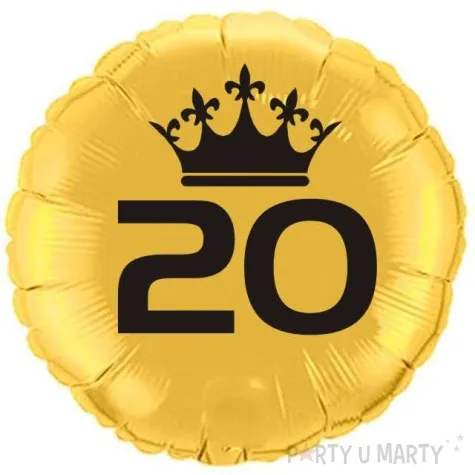 balon foliowy urodziny 20 zloty 18 rnd