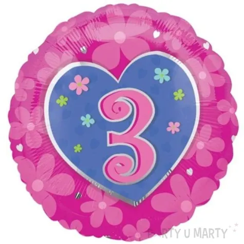 balon foliowy urodziny 3 rozowy amscan 18 rnd