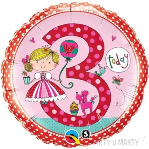 balon foliowy urodziny 3 rozowy qualatex 18 rnd