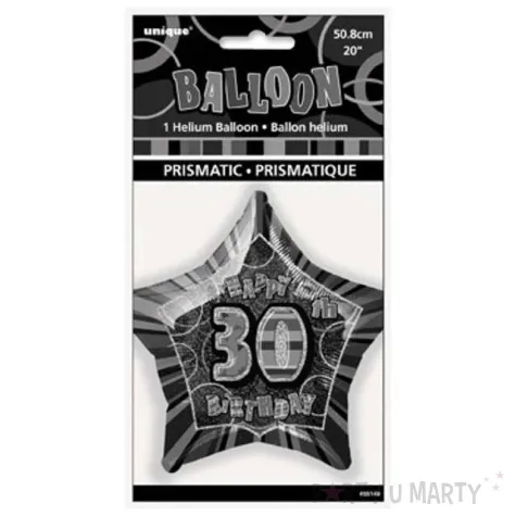 balon foliowy urodziny 30 czarny unique 20 str